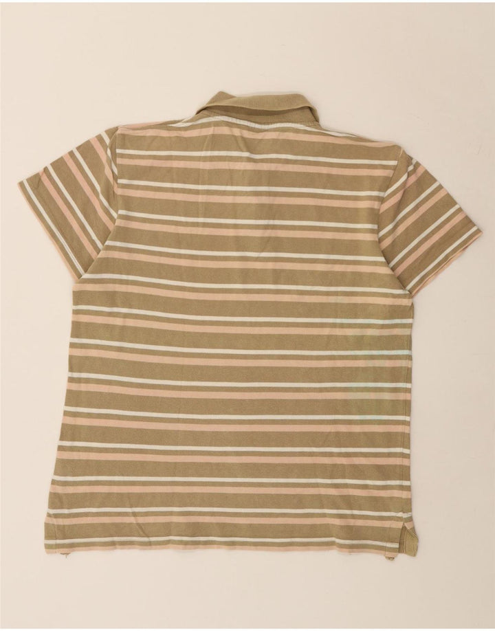 Wrangler Herren-Poloshirt, groß, Khaki, gestreift, Baumwolle