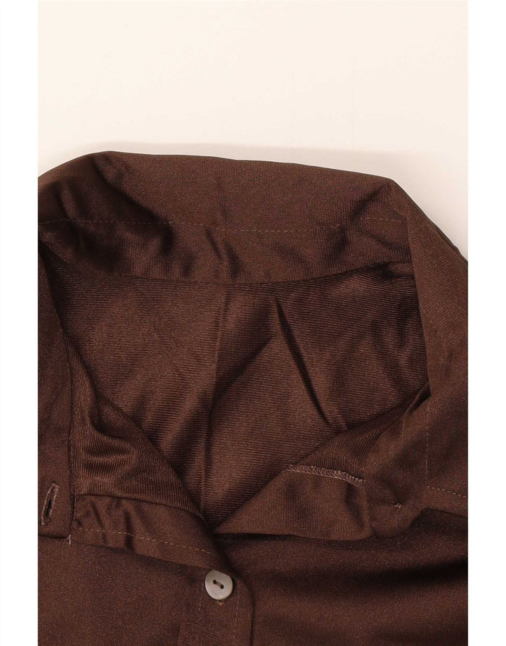 Vintage Damen Hemdbluse UK 10 Klein Braun