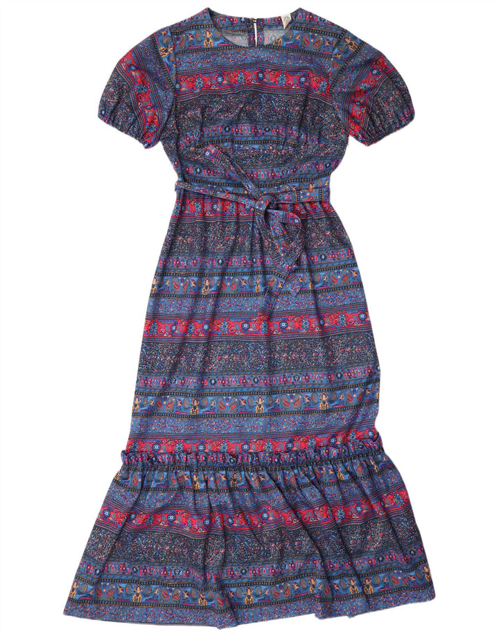 VINTAGE Damen Maxikleid UK 12 Medium Mehrfarbig Paisley