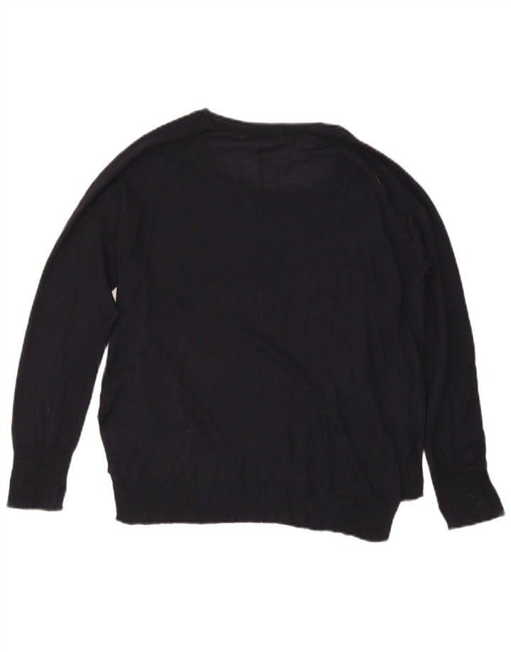 Zara Damen-Pullover mit U-Boot-Ausschnitt, Gr. 14, mittleres Marineblau