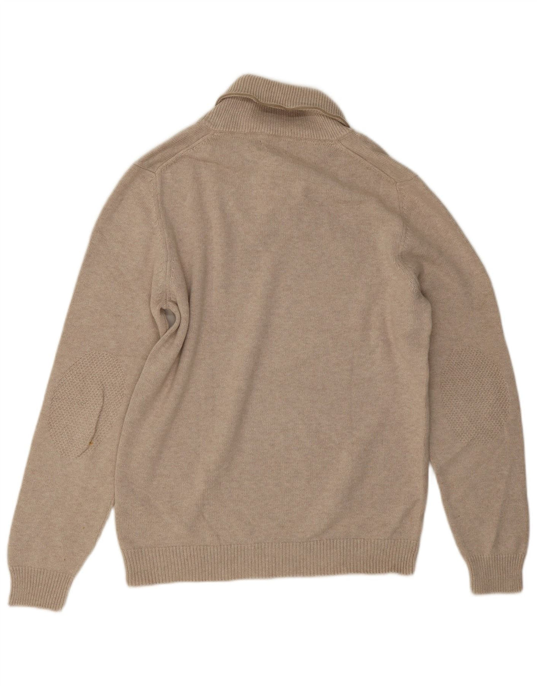 Massimo Dutti Herren-Pullover mit Schalkragen, groß, beige Baumwolle