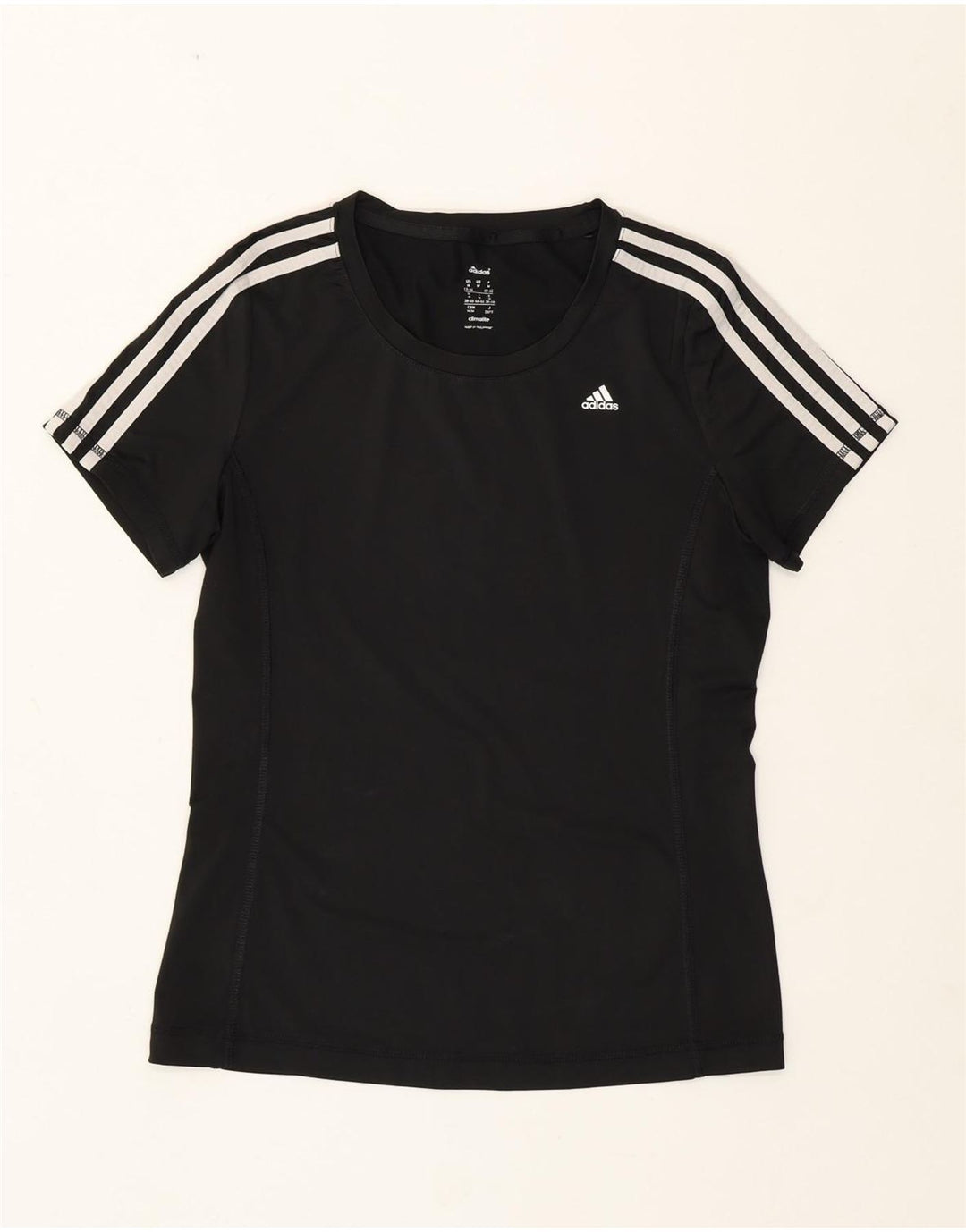 Adidas Damen Climalite T-Shirt Top UK 12/14 Medium Schwarz Polyester