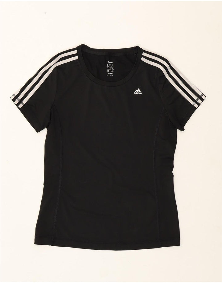 Adidas Damen Climalite T-Shirt Top UK 12/14 Medium Schwarz Polyester