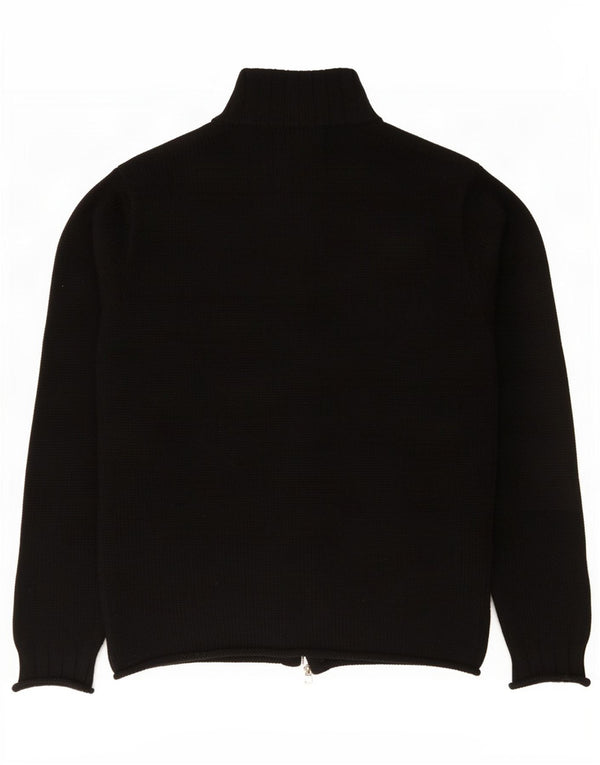 French Connection Herren-Cardigan-Pullover aus mittelschwarzer Wolle