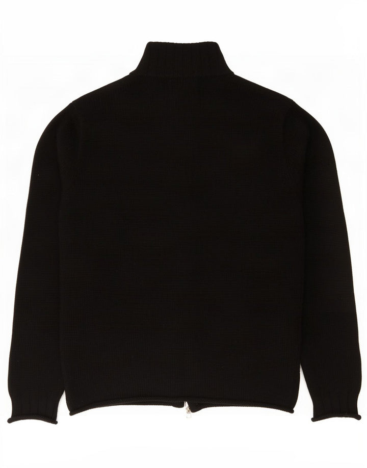 French Connection Herren-Cardigan-Pullover aus mittelschwarzer Wolle