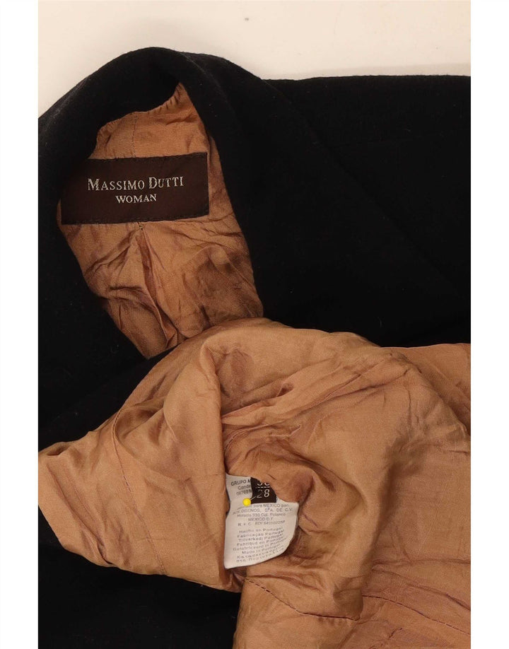 Massimo Dutti Damen 4-Knopf-Blazerjacke EU 38 Kleine schwarze Wolle