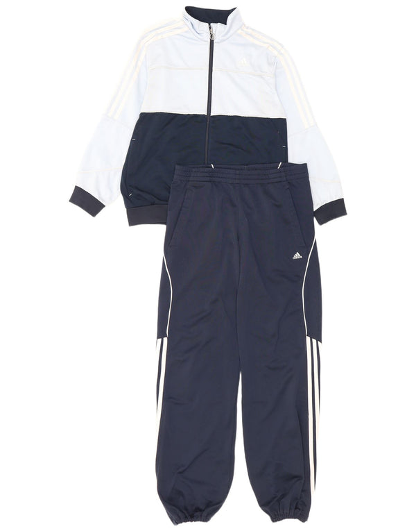 Kompletter Adidas-Trainingsanzug für Jungen, 13–14 Jahre, W32, L29, blaues Farbblock-Polyester