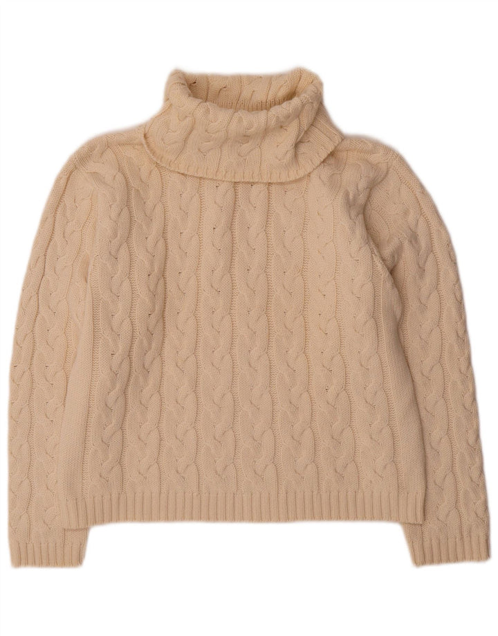 Marco Pecci Damen-Pullover mit Rollkragen, Gr. 10, Größe S, cremefarbene Wolle