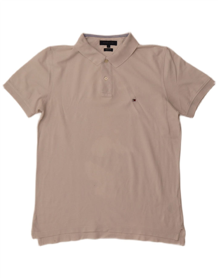 TOMMY HILFIGER Herren-Poloshirt mit normaler Passform, große weiße Baumwolle