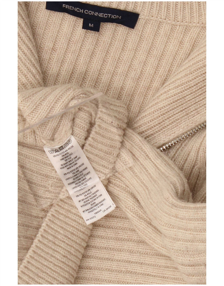 French Connection Damen-Pullover mit Reißverschluss am Hals, UK 14, Mittelbeige