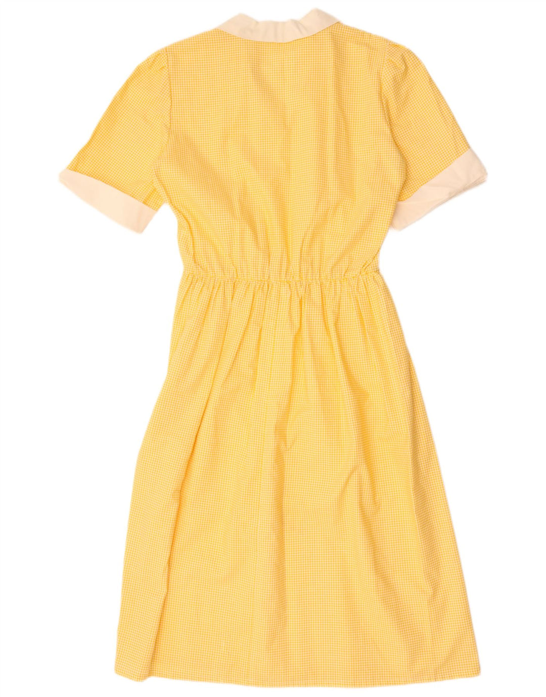 Vintage Damen A-Linie Kleid UK 12 Mittelgelbes Gingham
