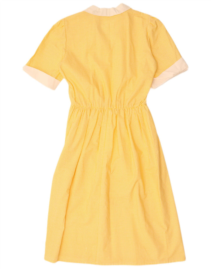 Vintage Damen A-Linie Kleid UK 12 Mittelgelbes Gingham