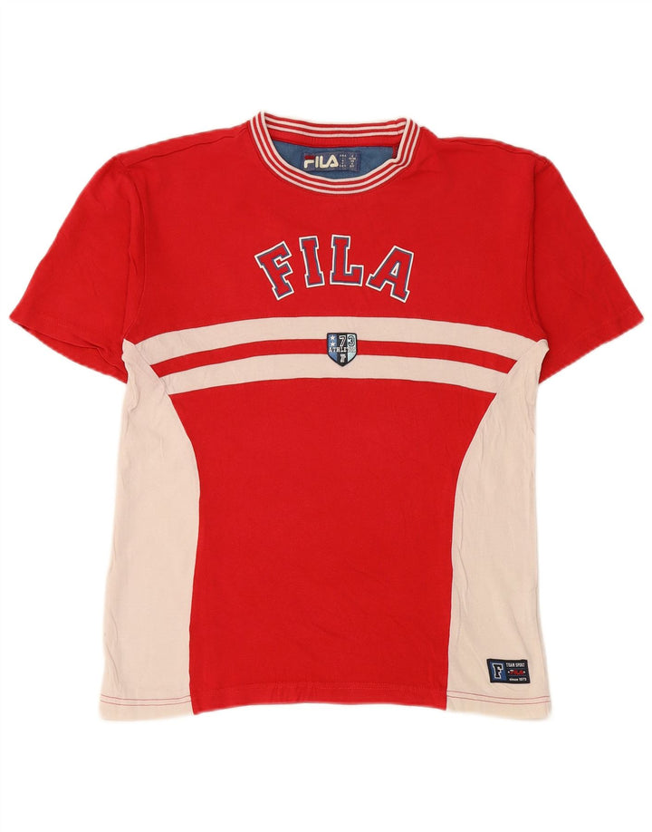 FILA Herren-T-Shirt mit Grafik, Größe S, Rot, Colourblock-Baumwolle