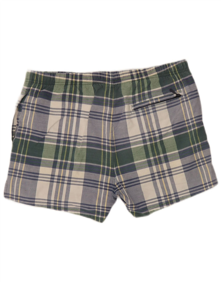 Nautica Herren-Badeshorts aus mittelgrün karierter Baumwolle