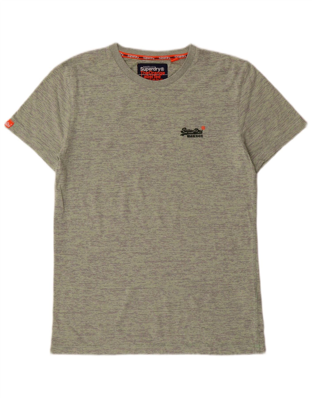 Superdry Herren T-Shirt-Oberteil aus mittelgrüner, gestreifter Baumwolle