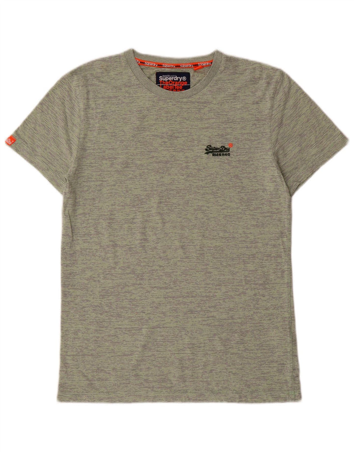 Superdry Herren T-Shirt-Oberteil aus mittelgrüner, gestreifter Baumwolle