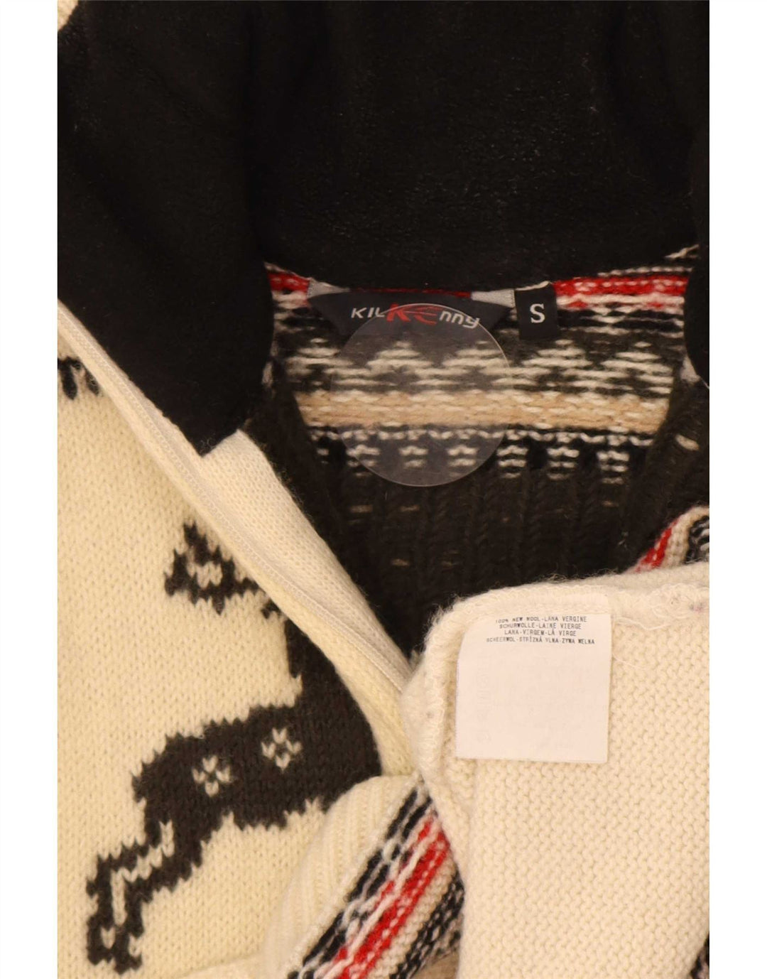 Kilkenny Herren-Pullover mit Reißverschluss am Hals, kleine beige Fair-Isle-Wolle
