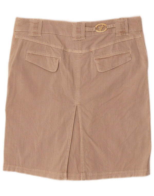 Trussardi Jeans Gerader Damenrock IT 44 Medium W30 Beige Baumwolle