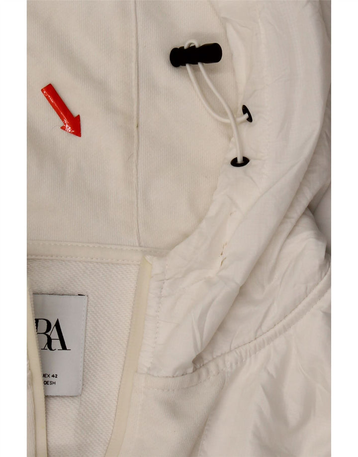 Zara Herren-Kapuzenpullover mit Reißverschluss, groß, aus weißer Baumwolle