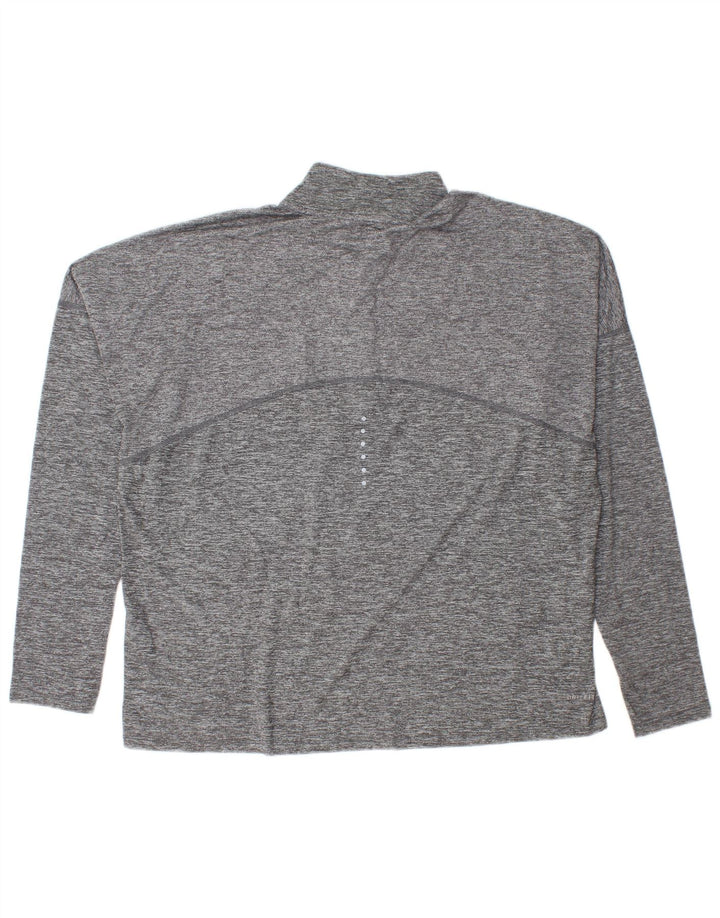 Nike Herren-Pullover-Trainingsanzugoberteil mit Reißverschluss und Halsausschnitt, XL, grau geflecktes Polyester