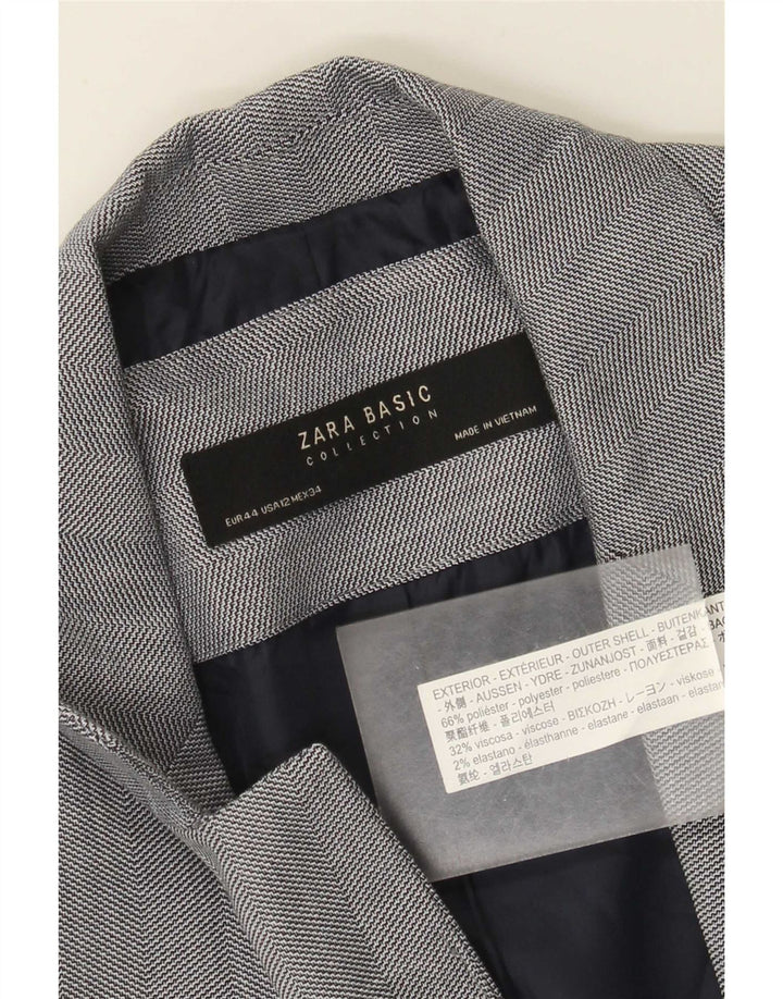 Zara Damen 1-Knopf-Blazerjacke EU 44 XL Graues Polyester