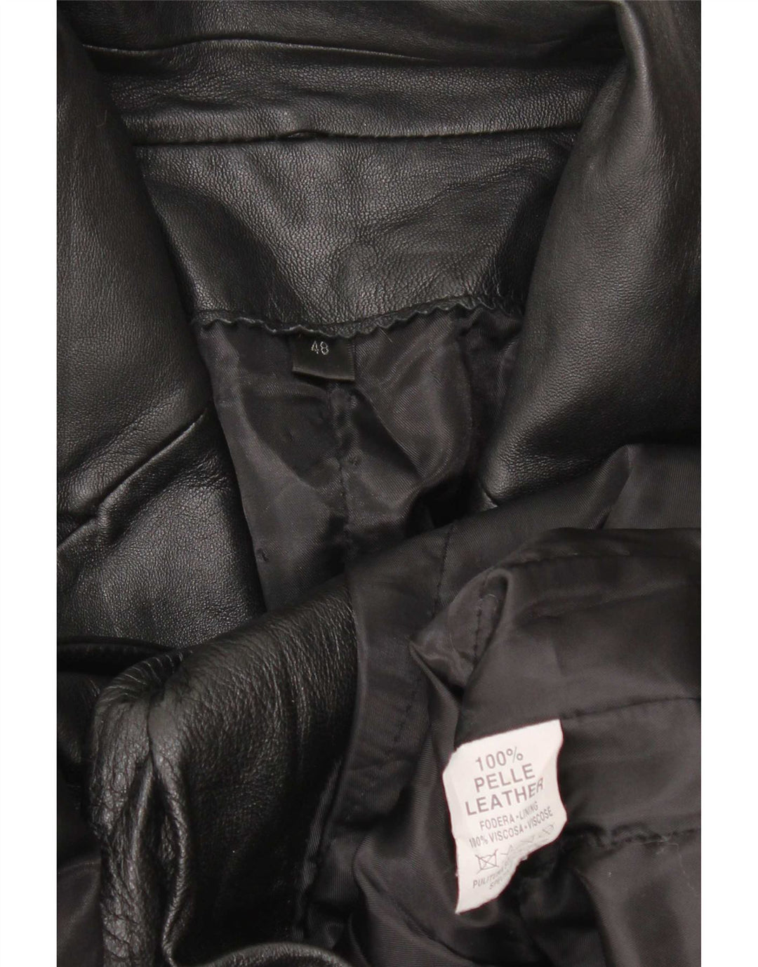 Vintage Damen Ledermantel IT 48 XL Schwarz