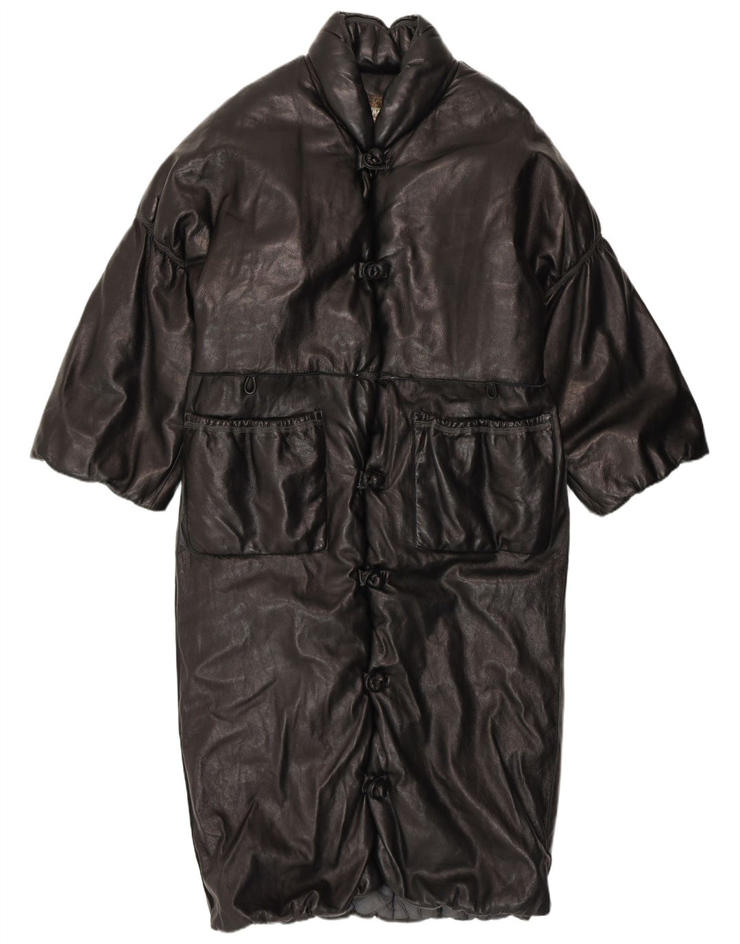 Garage Damen Ledermantel mit 3/4-Ärmeln, UK 18, XL, Schwarz