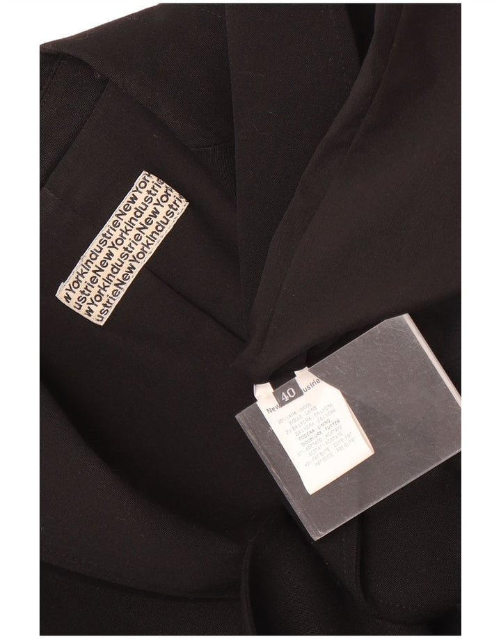 New York Industrie Damen-Blazerjacke mit 1 Knopf, EU 40, mittelschwarze Wolle