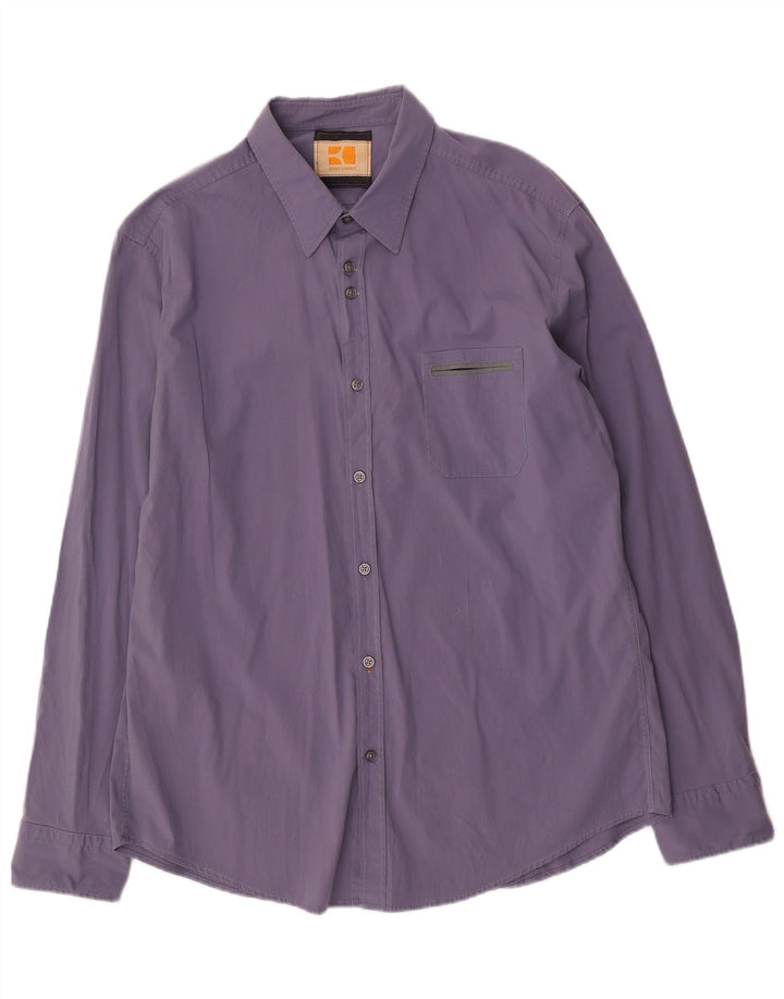 Hugo Boss Herrenhemd 2XL Blaue Baumwolle