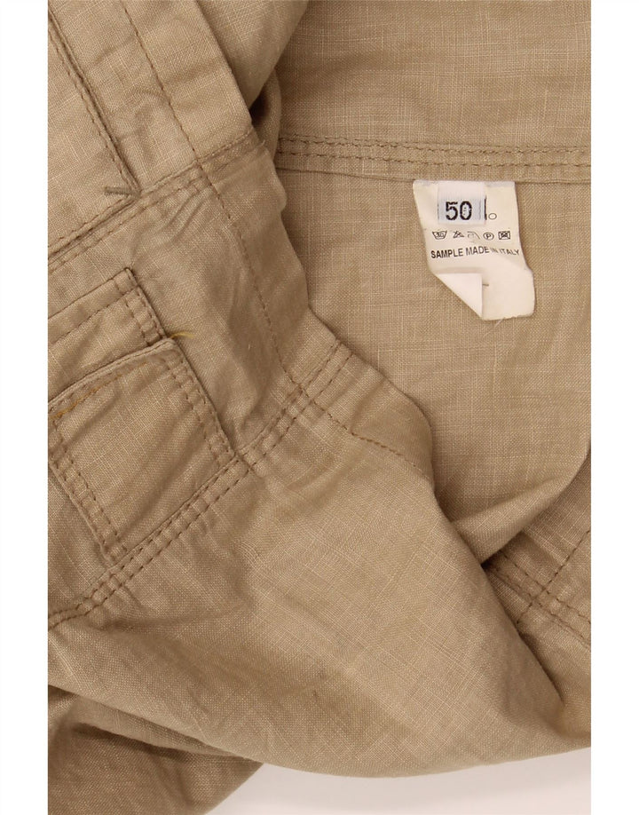 KRIZIAUOMO Mens Utility Gilet IT 50 Large Beige Linen Vintage Kriziauomo and Second-Hand Kriziauomo from Messina Hembry 