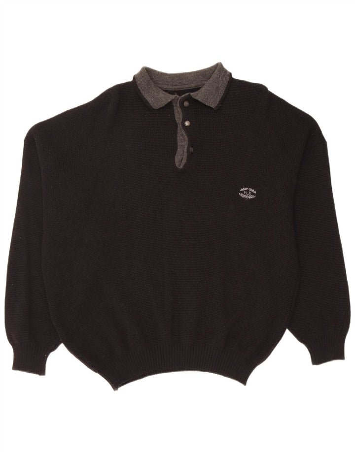 Vintage Herren Rollkragenpullover Pullover XL Schwarze Wolle