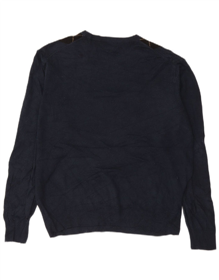 DOCKERS Herren-Pullover mit Rundhalsausschnitt, Größe L, Marineblau mit Argyle-Muster/Diamantmuster