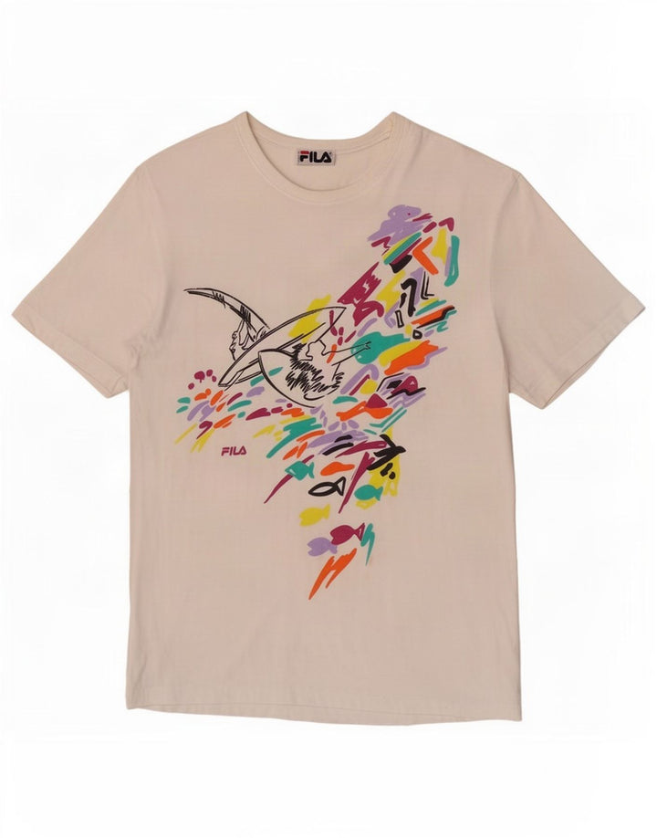 Fila Herren T-Shirt mit Grafik, Größe S, Weiß