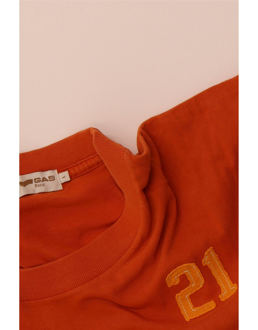 GAS Mens Graphic T-Shirt Top Large Orange