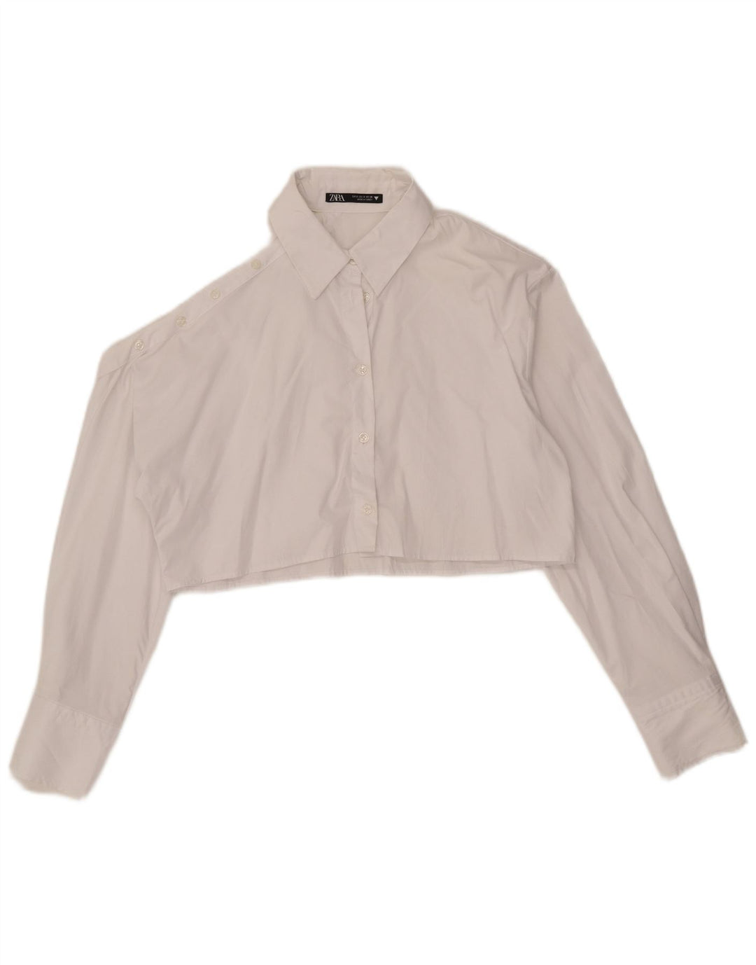 Übergroße Crop-Shirt-Bluse von Zara für Damen, UK 10, Größe S, weiße Baumwolle