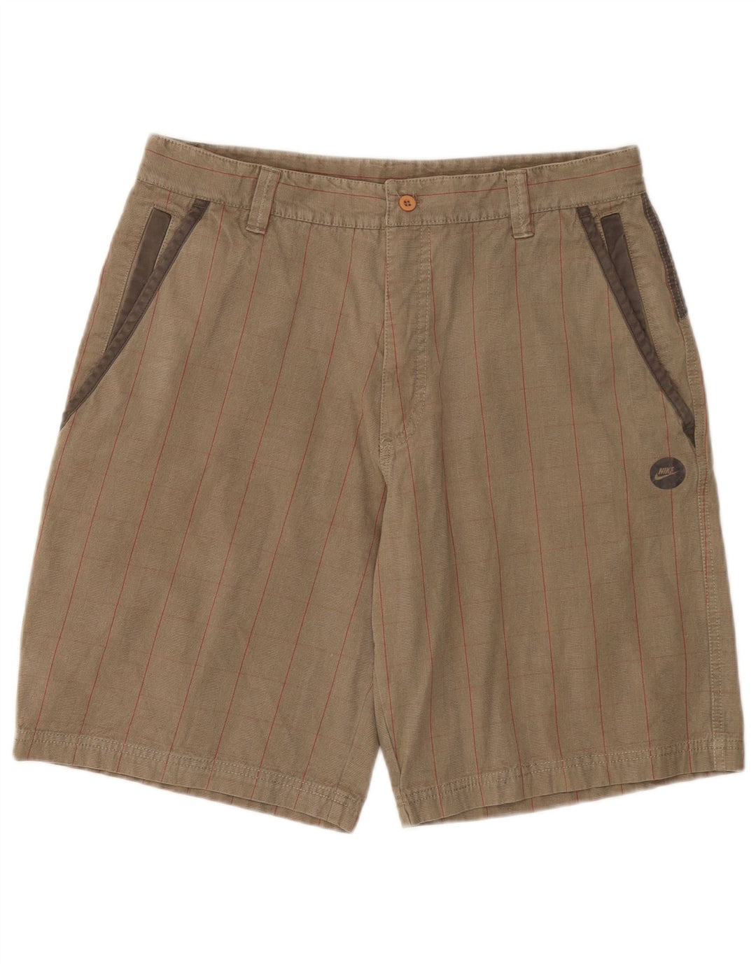 Nike Herren-Cargo-Shorts, mittelgroß, W32, beige karierte Baumwolle