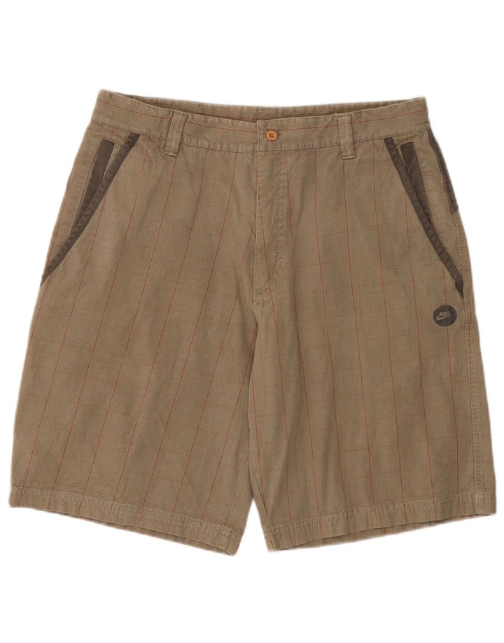 Nike Herren-Cargo-Shorts, mittelgroß, W32, beige karierte Baumwolle