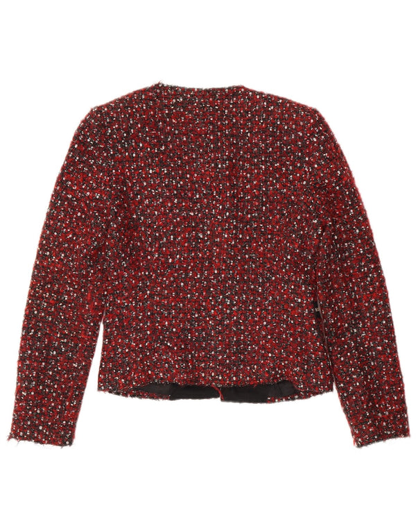 Zara Damen Crop Blazer Jacke UK 10 Small Red Flecked Modern