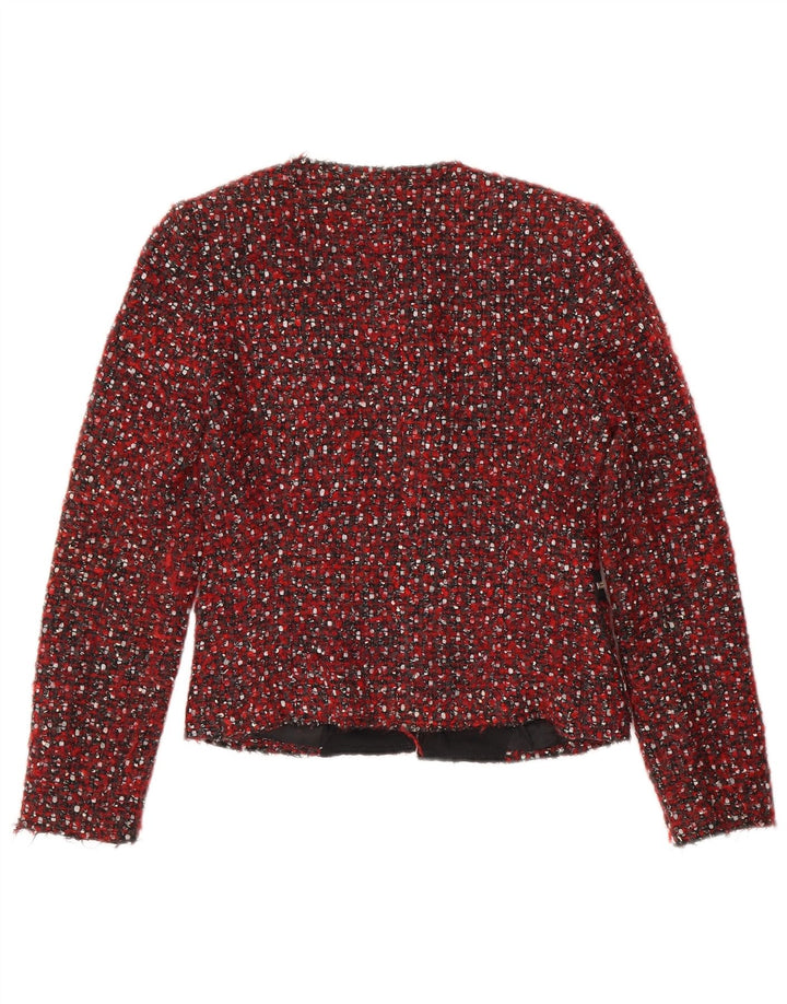 Zara Damen Crop Blazer Jacke UK 10 Small Red Flecked Modern