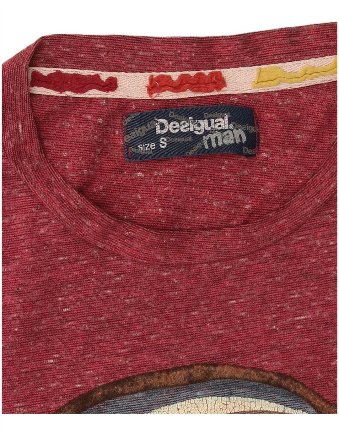 Desigual Herren Grafik-T-Shirt-Oberteil, klein, kastanienbraun gefleckt