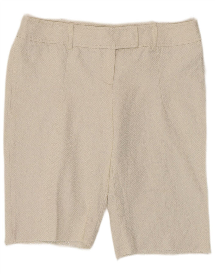 Oasis Damen Bermudashorts UK 14 Medium W32 Weiße geometrische Baumwolle