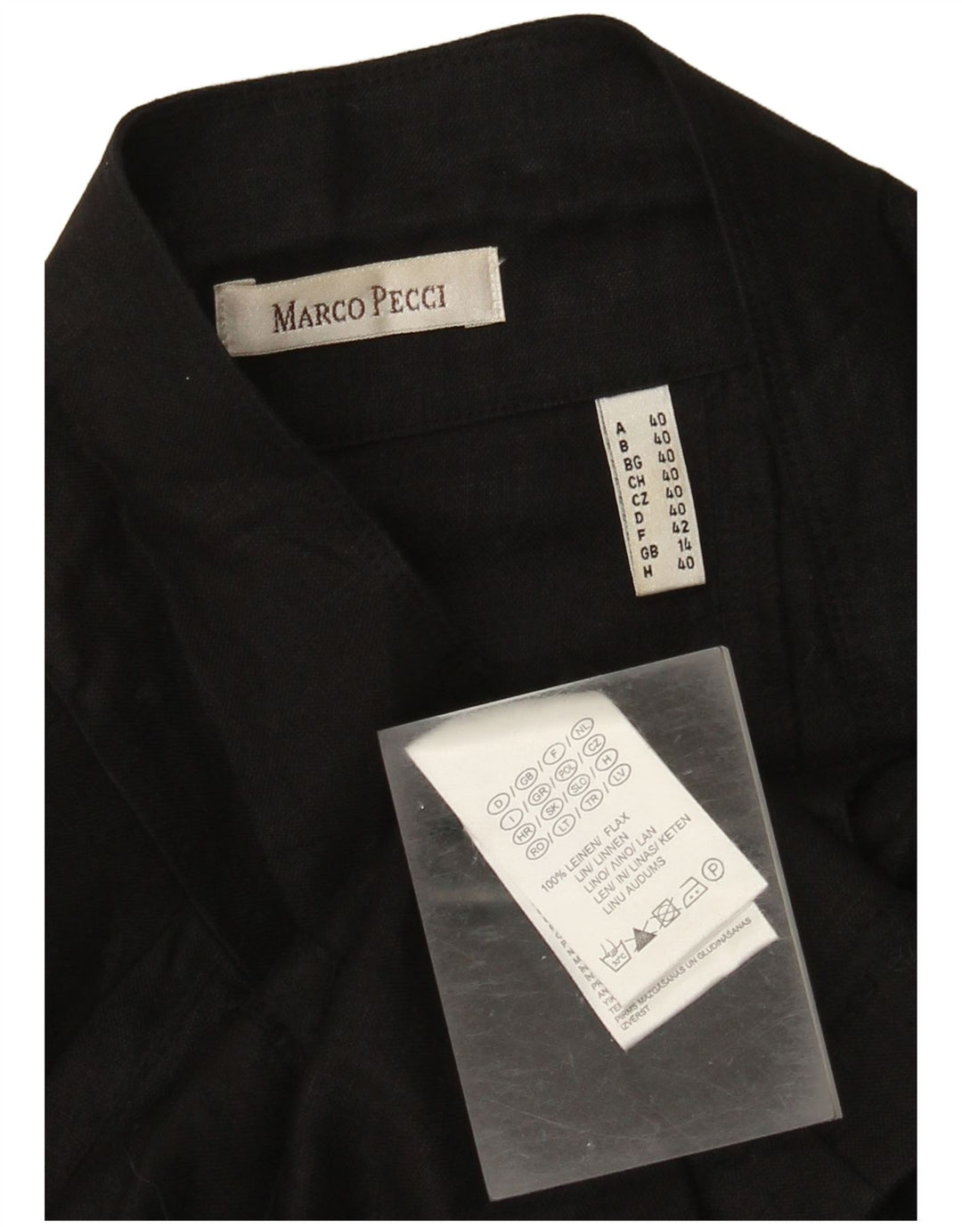 Marco Pecci Damen Kurzarm-Hemdbluse UK 14 Medium Schwarz