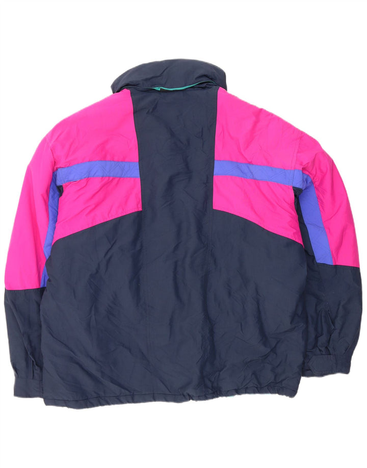 Fila Herren-Skijacke mit Kapuze, IT 54 2XL, marineblaues Farbblock-Polyester