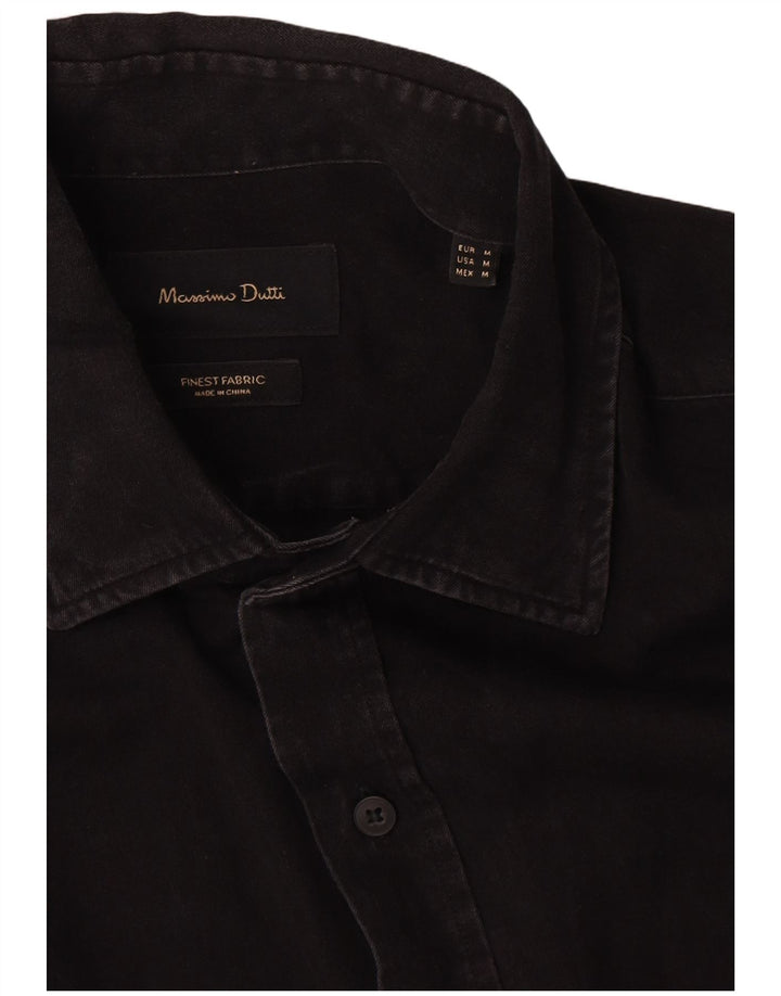 Massimo Dutti Herren-Jeanshemd aus mittelschwarzer Baumwolle
