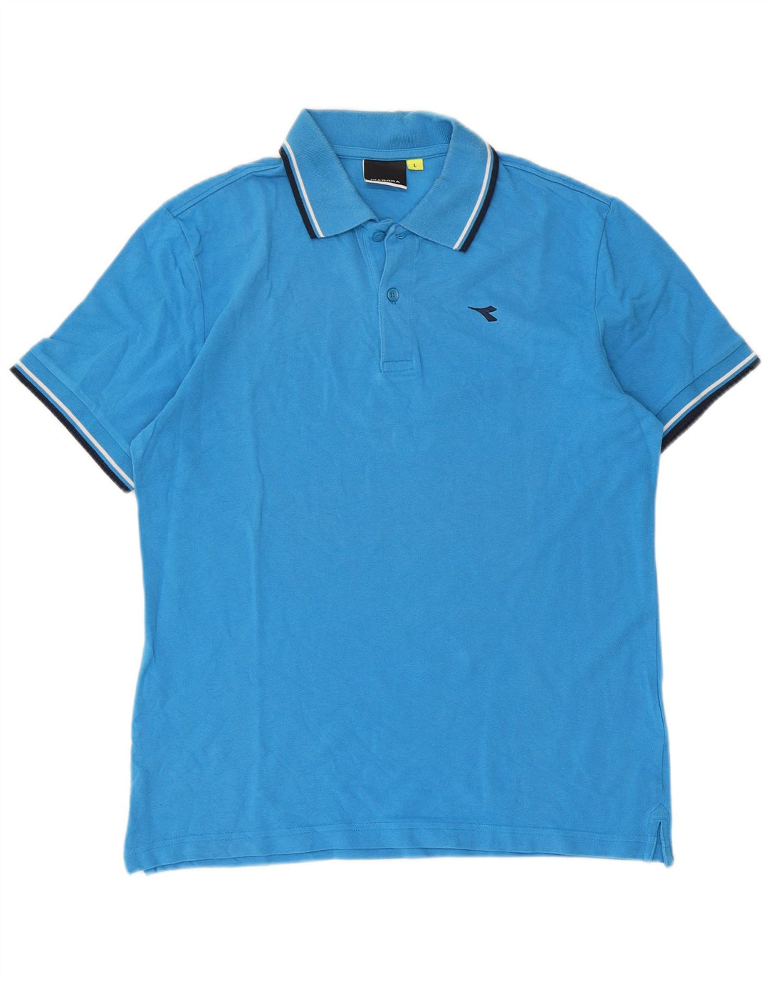 Diadora Herren-Poloshirt, groß, blau gestreift, Baumwolle