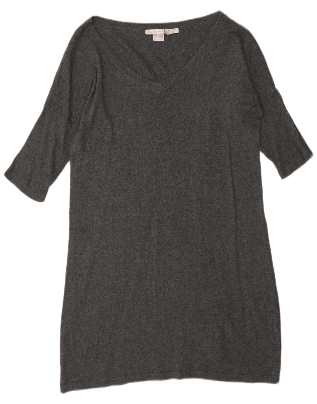 Zara Damen Pulloverkleid mit 3/4-Ärmeln, UK 14, Mittelgrau