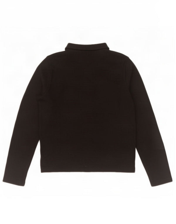 Zara Damen Langarm-Poloshirt UK 14 Medium Schwarz