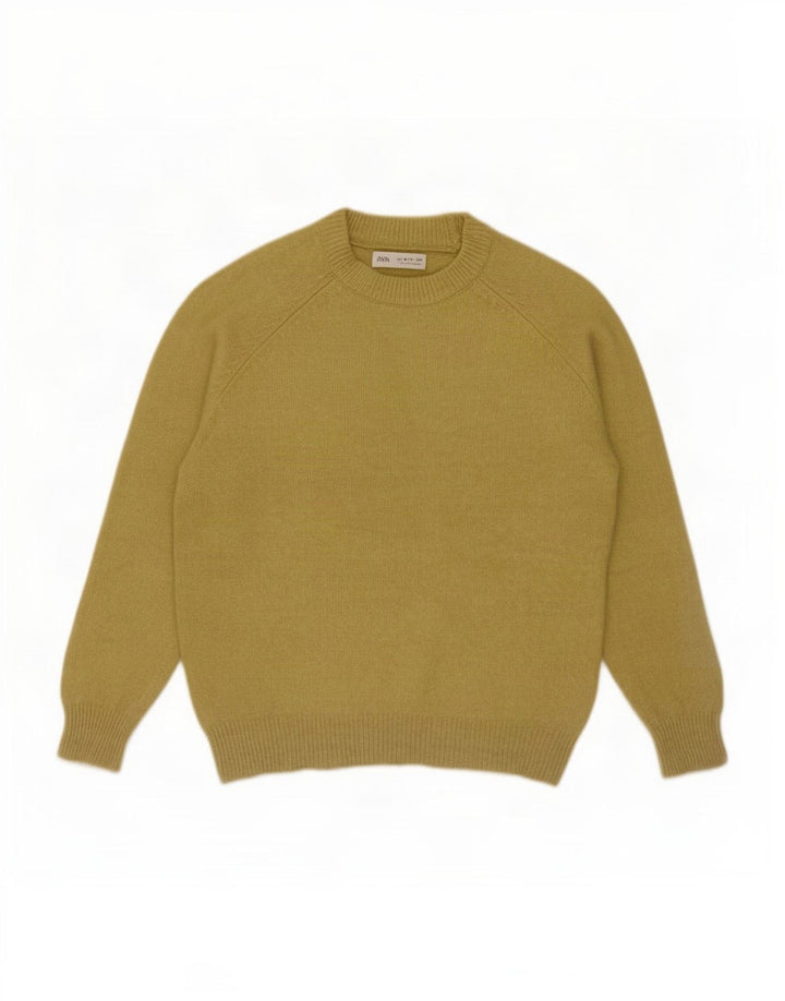 Zara Jungen-Pullover mit Rundhalsausschnitt, 9–10 Jahre, grünes Polyester