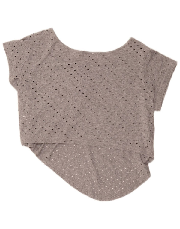 Reebok Damen Crop T-Shirt Top UK 16 Large Grau Baumwolle