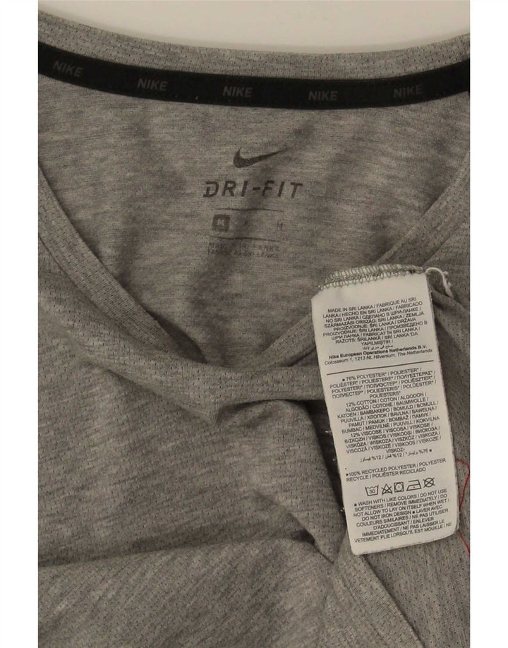 Nike Herren Dri Fit T-Shirt-Oberteil aus mittelgrau meliertem Polyester